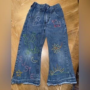 Vintage Embroidery Kids Wrangler Jeans.l Size 4 Made In USA